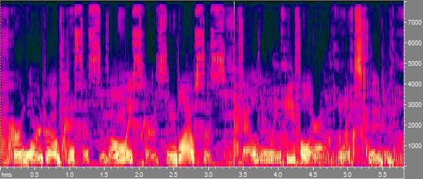 Spectrogram of the resynthesized MFCCs of the above two sentences.